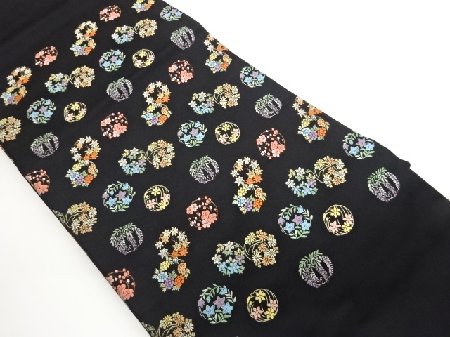JAPANESE KIMONO / NAGOYA OBI / WOVEN ROUNDEL FLOWER